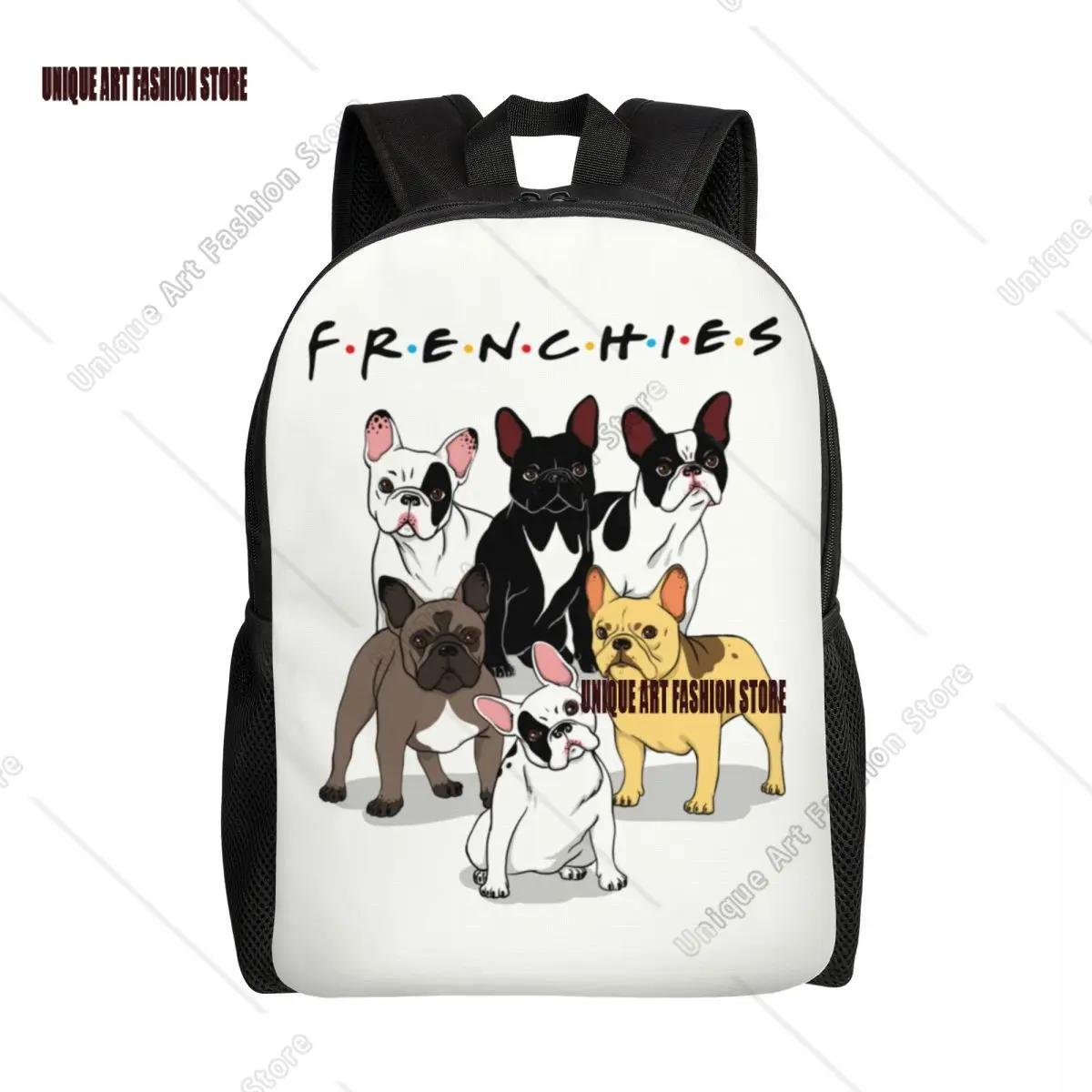 Zaino personalizzato Bulldog francese Uomo Donna Bookbag di base per borse per cani da compagnia per animali Frenchie della scuola universitaria