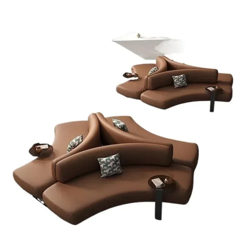 Hotel lobby sofa, business reception bank lounge area waiting leather sofa 3
