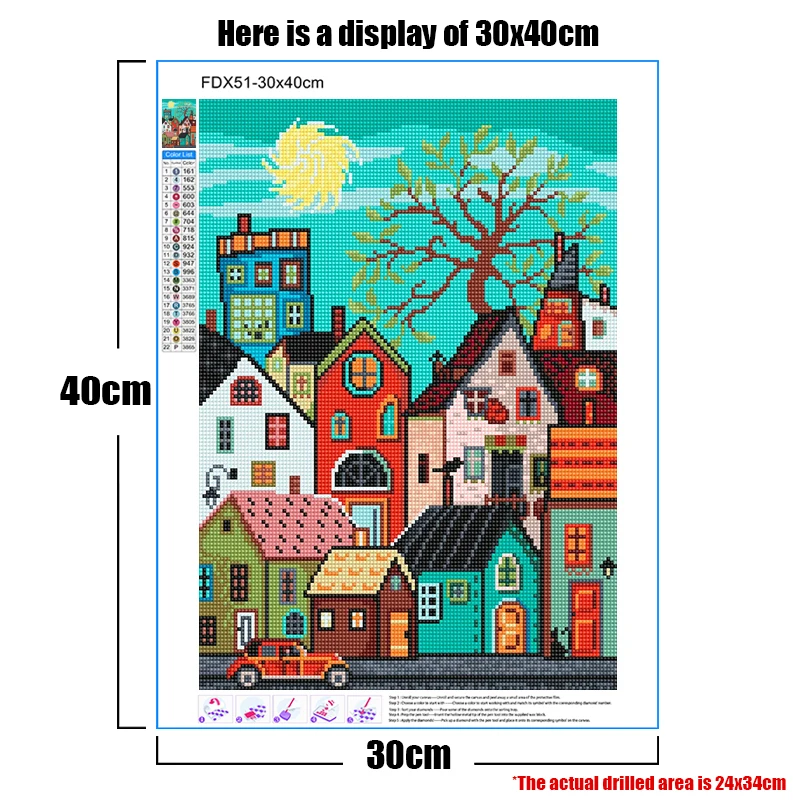 Diy 5d Full Diamond Painting Cartoon Huizen Diamanten Kruissteek Kits Bedrukt Canvas Diy Scenic Art Handgemaakte Huisdecoratie