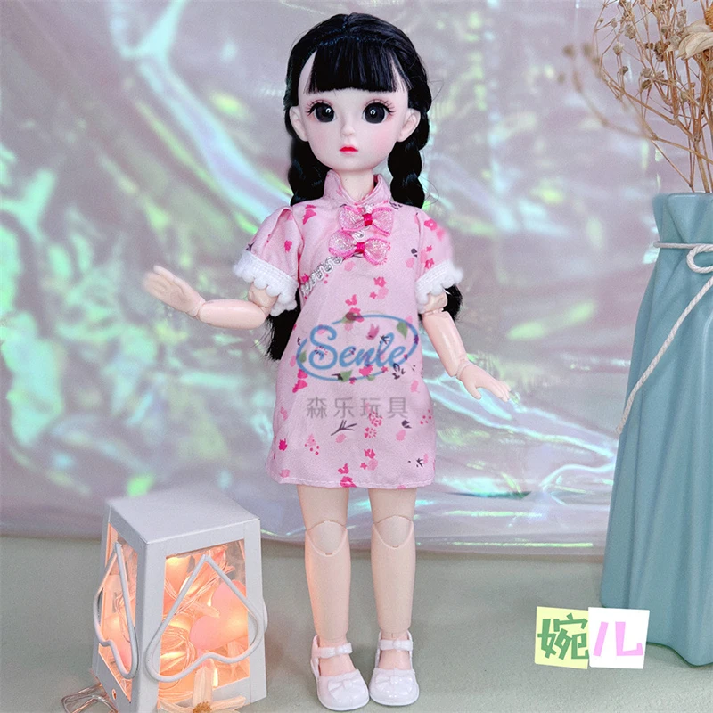 12 Inches Bjd Doll 30cm 1/6 20 Joints 3D Real Eyes with Makeup Dolls Clothes Set Shoes Dress Up Baby Toys for Girls Kids Gifts