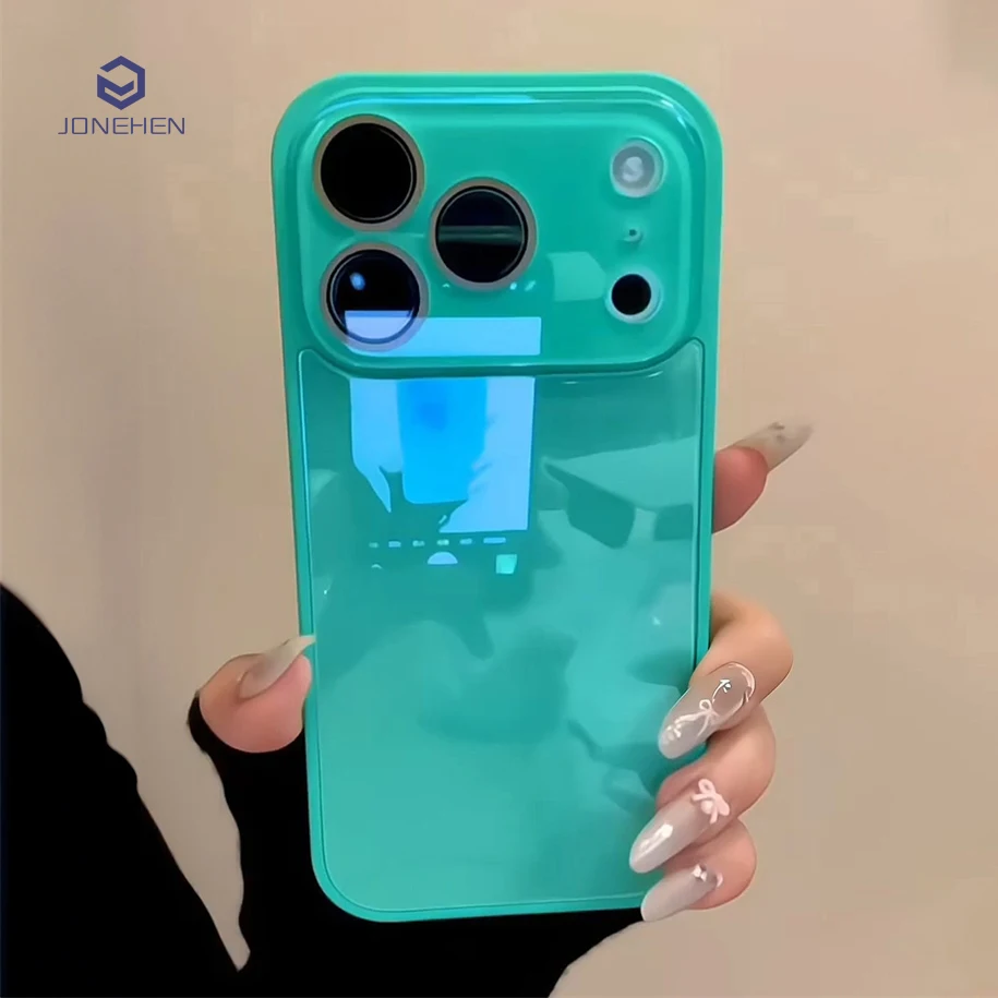 Luxury Candy Color Tempered Glass Camera Protection Case For iPhone 15 16 17 18 Pro Max Shockproof Soft Frame Smooth Hard Cover