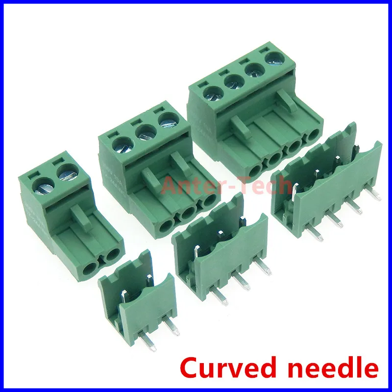 5SETS 2EDG 2/3/4/5/6/7/8/9 pin screw terminal block connector 5.08MM pitch PLUG + Straight PIN HEADER SOCKET for pcb 2p 3p 4p