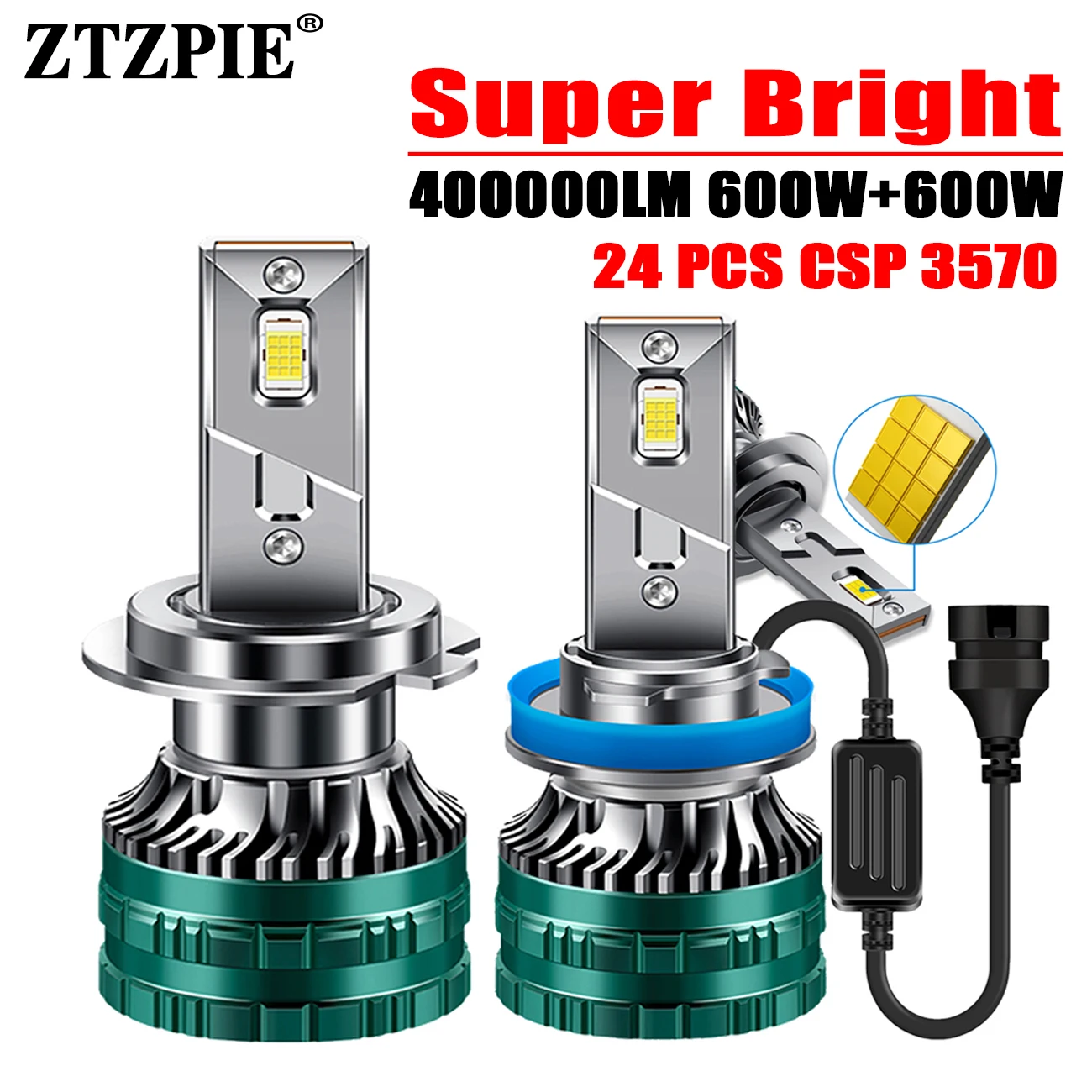 

ZTZPIE 6000K HB3 HB4 9005 9006 H1 H7 H4 H11 Lupa Bulb Canbus Led Lamp CSP 3570 High Power Car Headlight Fog Light 600W 400000LM