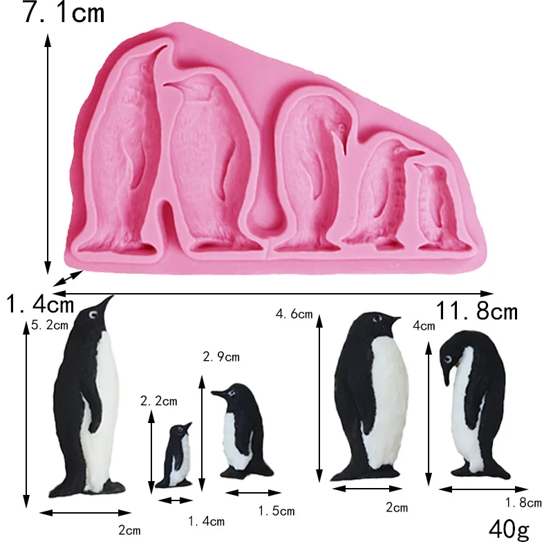 Kitchen Accessories Two Penguin Cooking Tools Wedding Cake Decorating Silicone Mold For Baking Fondant Sugar Craft Eid Pastry