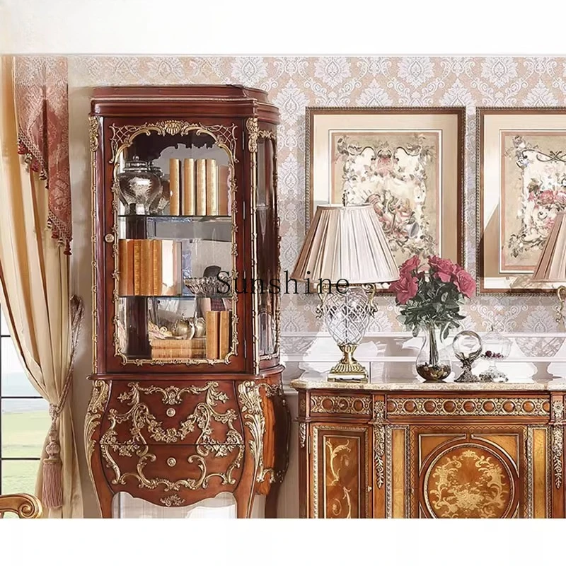 

Home European wine cabinet against the wall glass display custom furniture