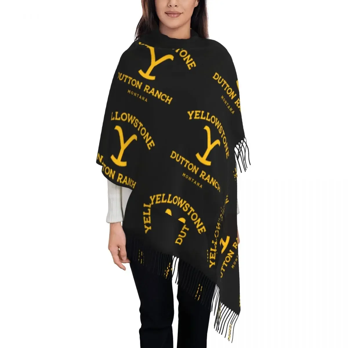 Yellowstone Dutton Ranch Tassel Scarf Women Soft Movie Film Shawl Wrap Lady Winter Scarves