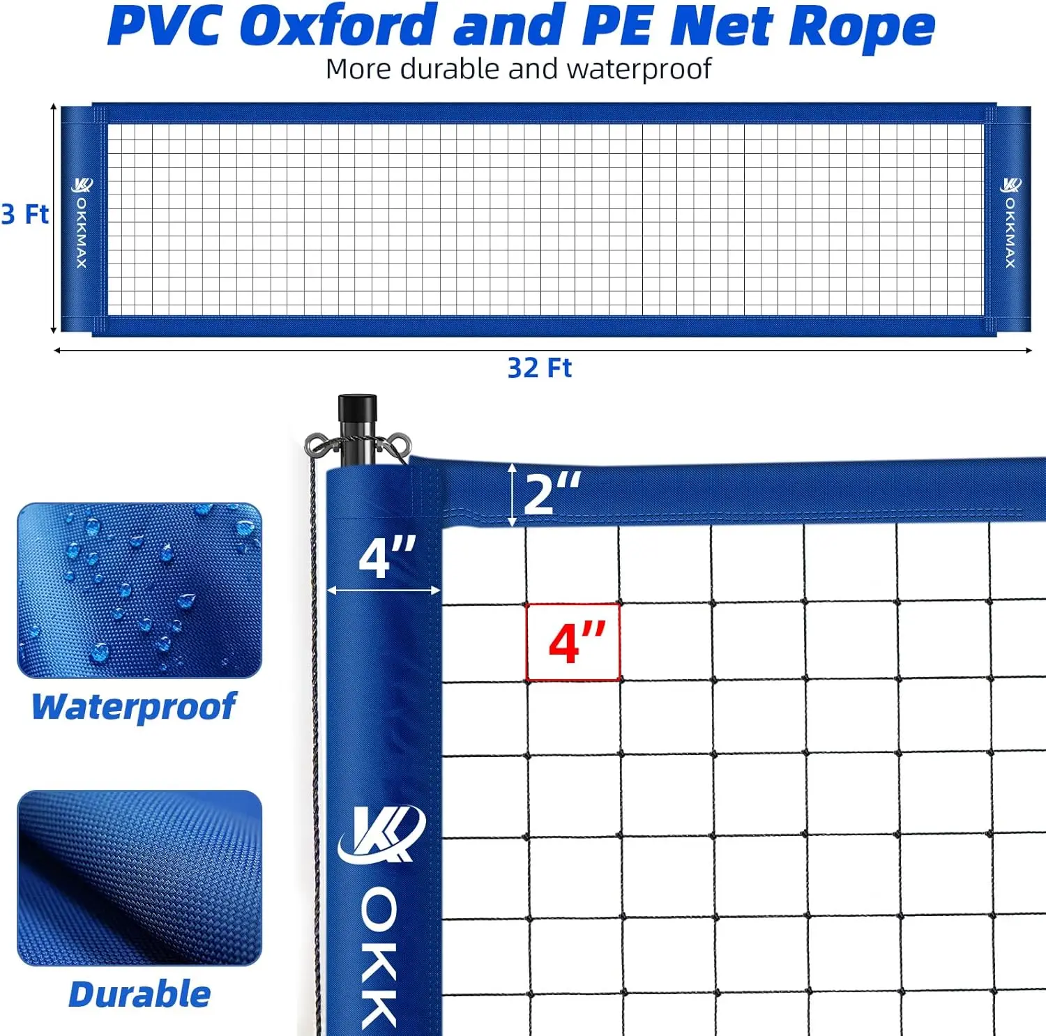 Outdoor Volleyball Net Set with Adjustable Poles, Anti-Sag Design, Includes Beach Anchor Plate, Scoreboard, Boundary Lines & Carry Bag for Backyard, Beach, Grass - view 5