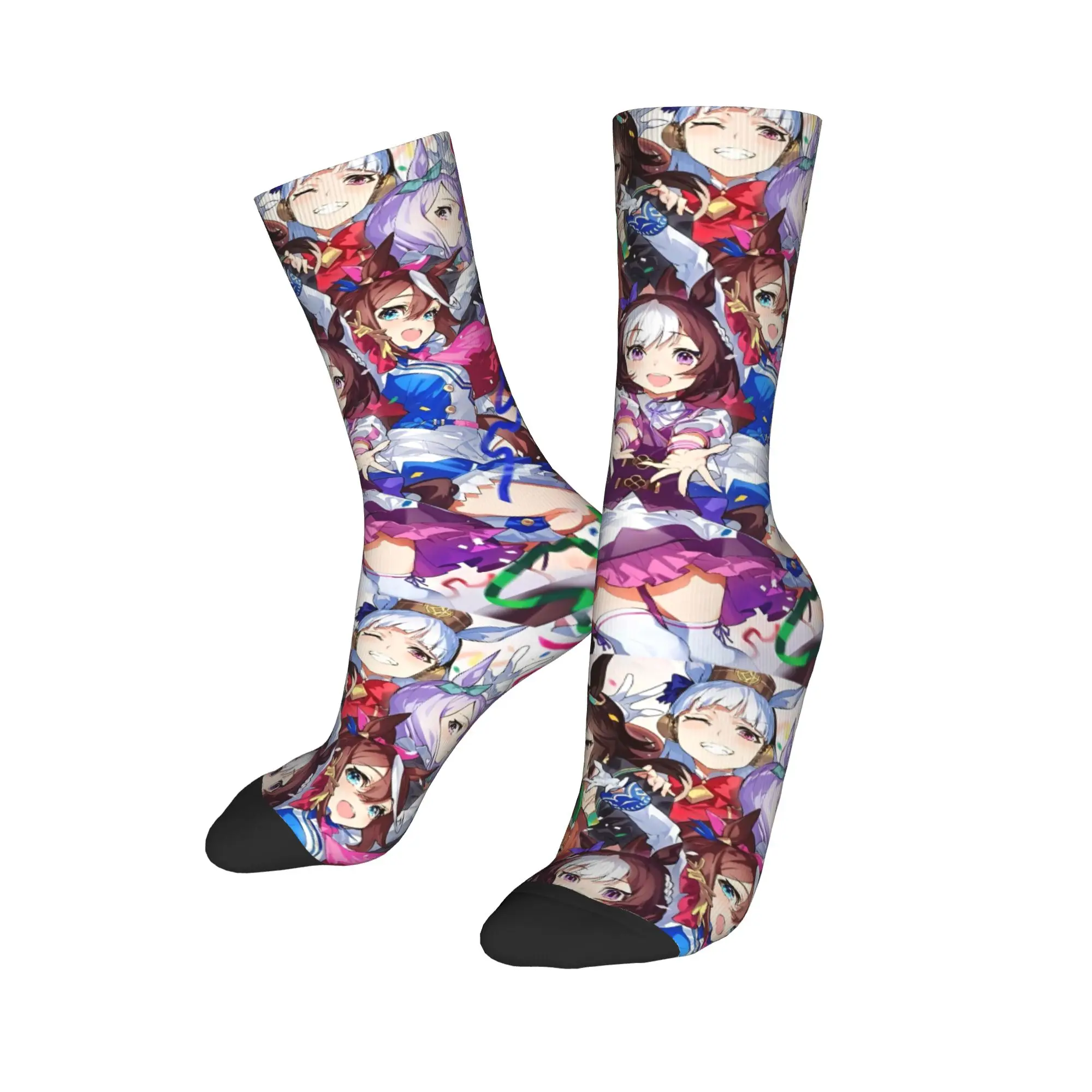 جوارب هيب هوب Umamusume Pretty Derby Anime لكرة السلة من البوليستر جوارب طويلة للنساء والرجال ماصة للعرق