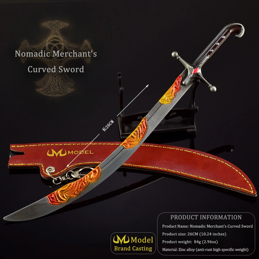 30 cm Populaire Soul Game Randapparatuur Wandering Kromzwaard Geschenkdoos Versie Alle Metalen Ambachten Nomad's Kilij Ornament Mes Speelgoed Zwaard
