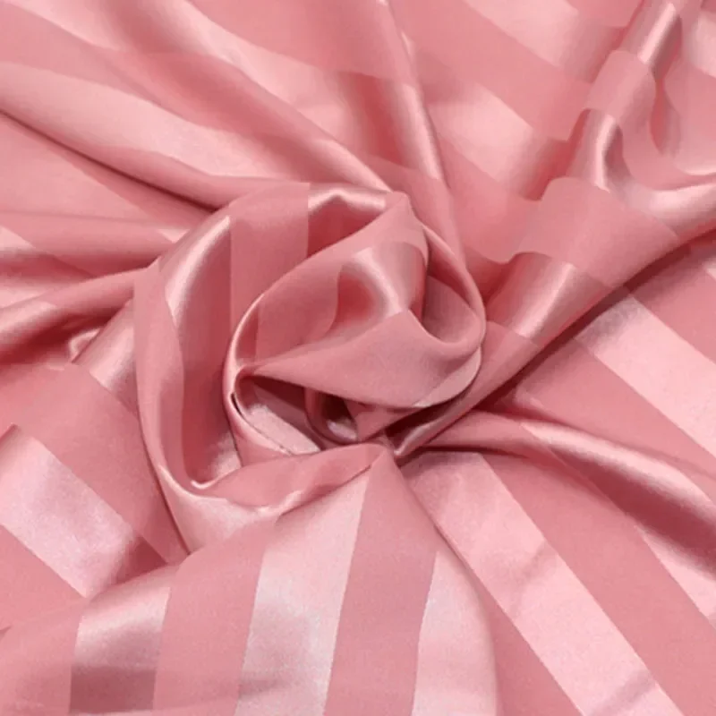 Stretchy Wide Stripe Jacquard Satin Imitation Silk Charmeuse Qualified Fabric