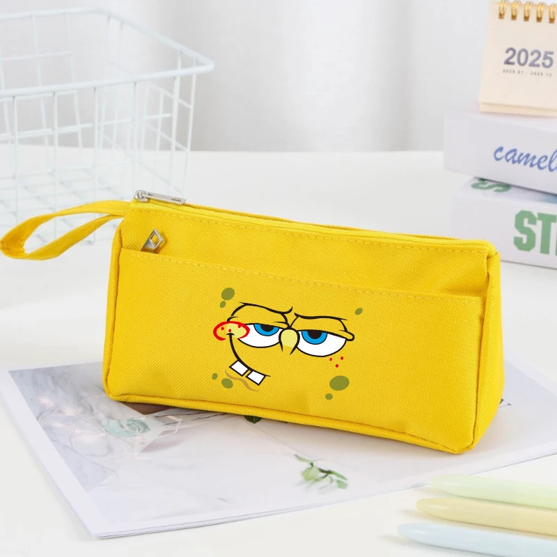 

SpongeBobs Pencil Bags Kids New Anime Expression Pen Case Student School Stationery Pouch Women Travel Makeup Bag Children Gift