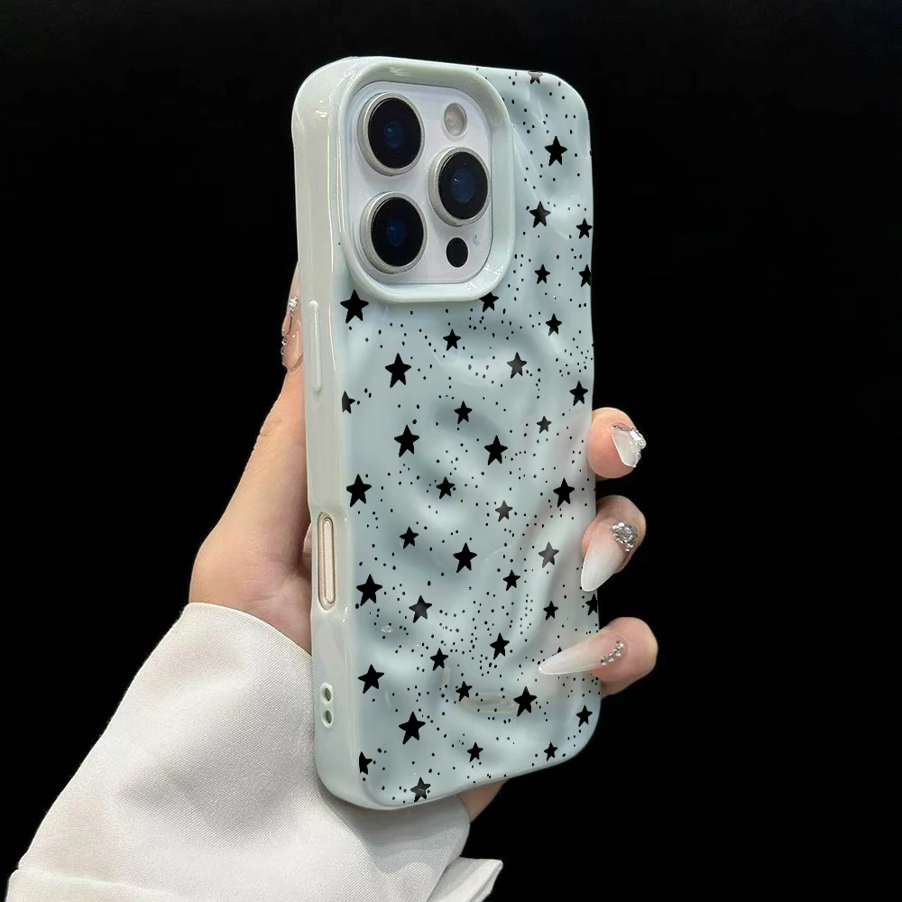 Fashion Star Polka Dot Muster Handyhülle für iPhone 17 16 15 14 13 12 11 Pro Max 14 Plus 17Air Falten-Wellen Weiche Silikonhülle – Detail 10