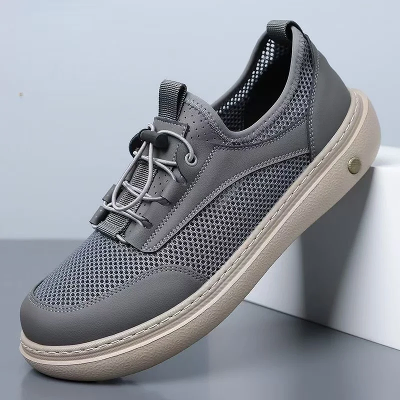 

Men Air Mesh Slip On Casual Sneakers Spring Summer New Thick Sole Non Slip Lightweight Breathable Walking shoes Driving shoes