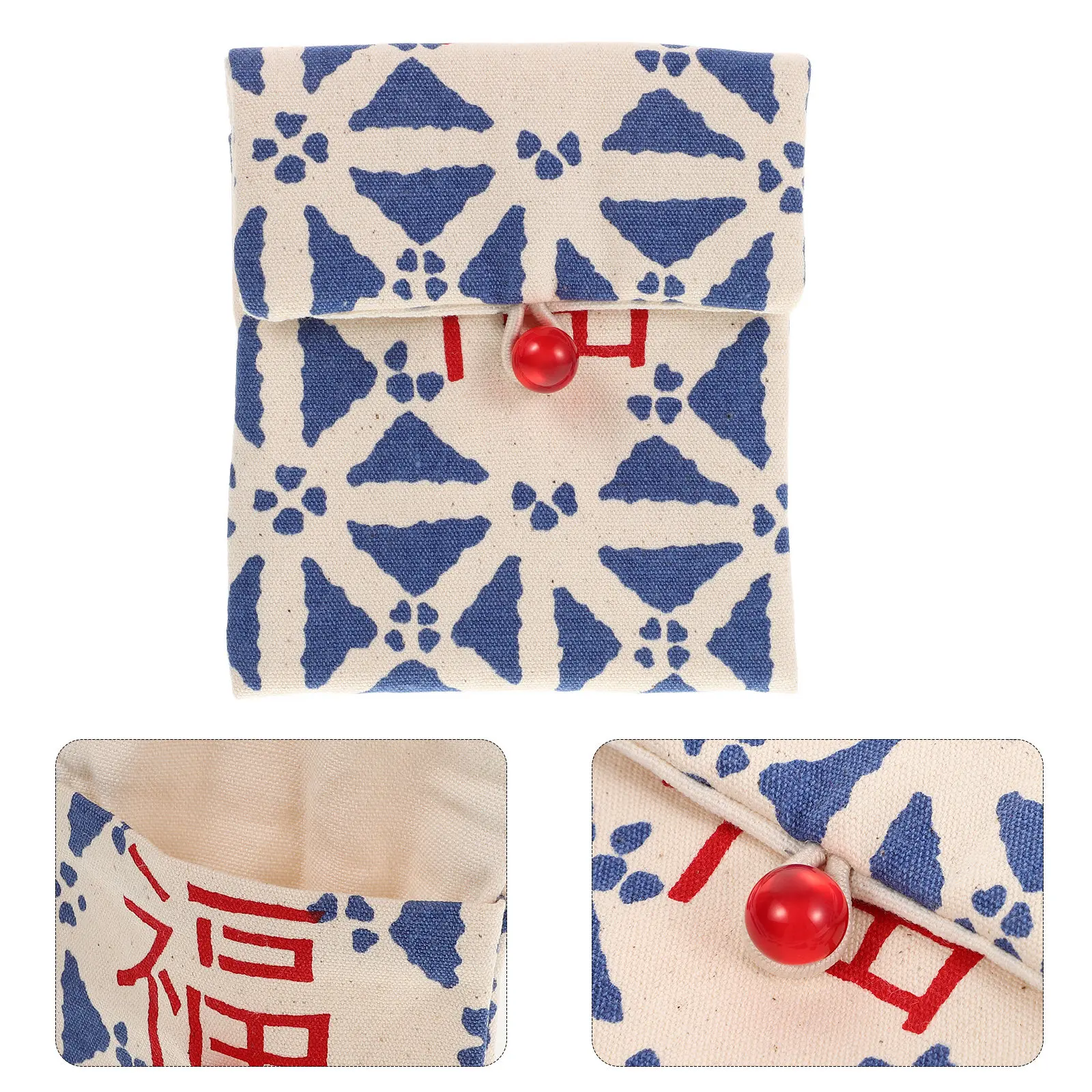

Small Cloth Jewelry Pouch with Traditional Fu Character Embroidery for Necklaces Earrings Bracelets Rings Travel Storage