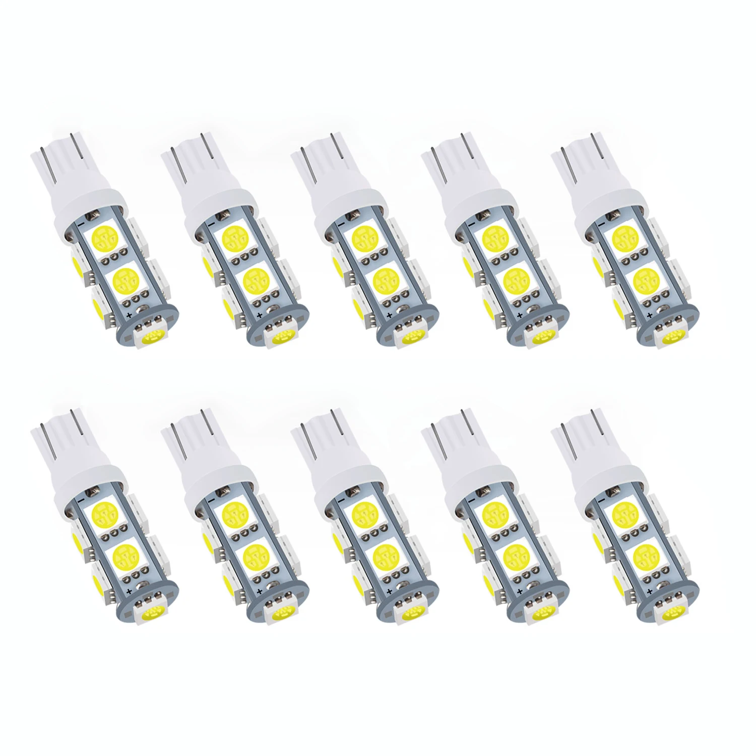 

10 PCS Car LED Bulb T10 W5W 194 LED Signal Light 12V 5050 9SMD 8000K Auto Interior Dome Reading Maps Side Wedge Trunk Lamps