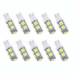 10 PCS Car LED Bulb T10 W5W 194 LED Signal Light 12V 5050 9SMD 8000K Auto Interior Dome Reading Maps Side Wedge Trunk Lamps
