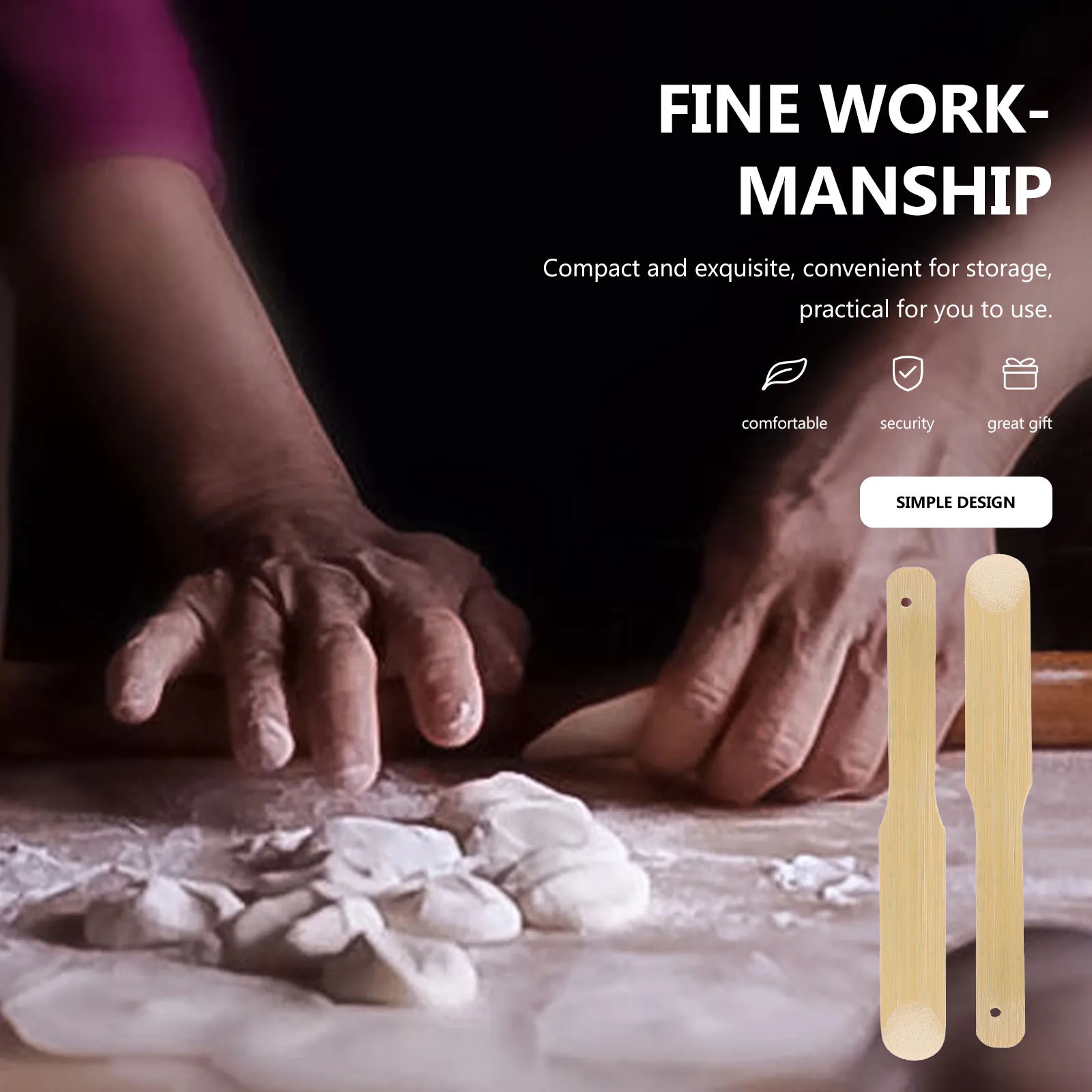 6개입 만두 속 채우기 숟가락 대나무 재질 세척 용이 컴팩트 디자인 만두 엠파나다 라비올리 미니 파이 제작용