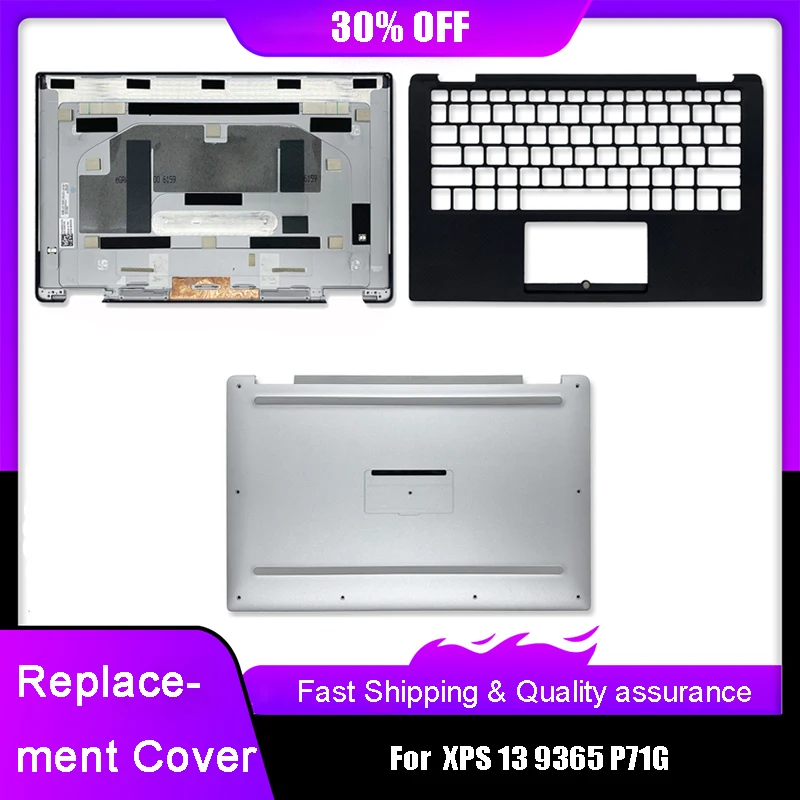 

New Laptop LCD Back Cover For Dell XPS 13 9365 P71G Series Palmrest Upper Bottom Base Case Rear Lid 0NMVR2 A C D Shell Silver