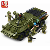 NEW Sluban 611PCS Military BTR-80AS IFV Armored Personnel Carrier Building Blocks Kit Model Bricks Educational Toys for Children