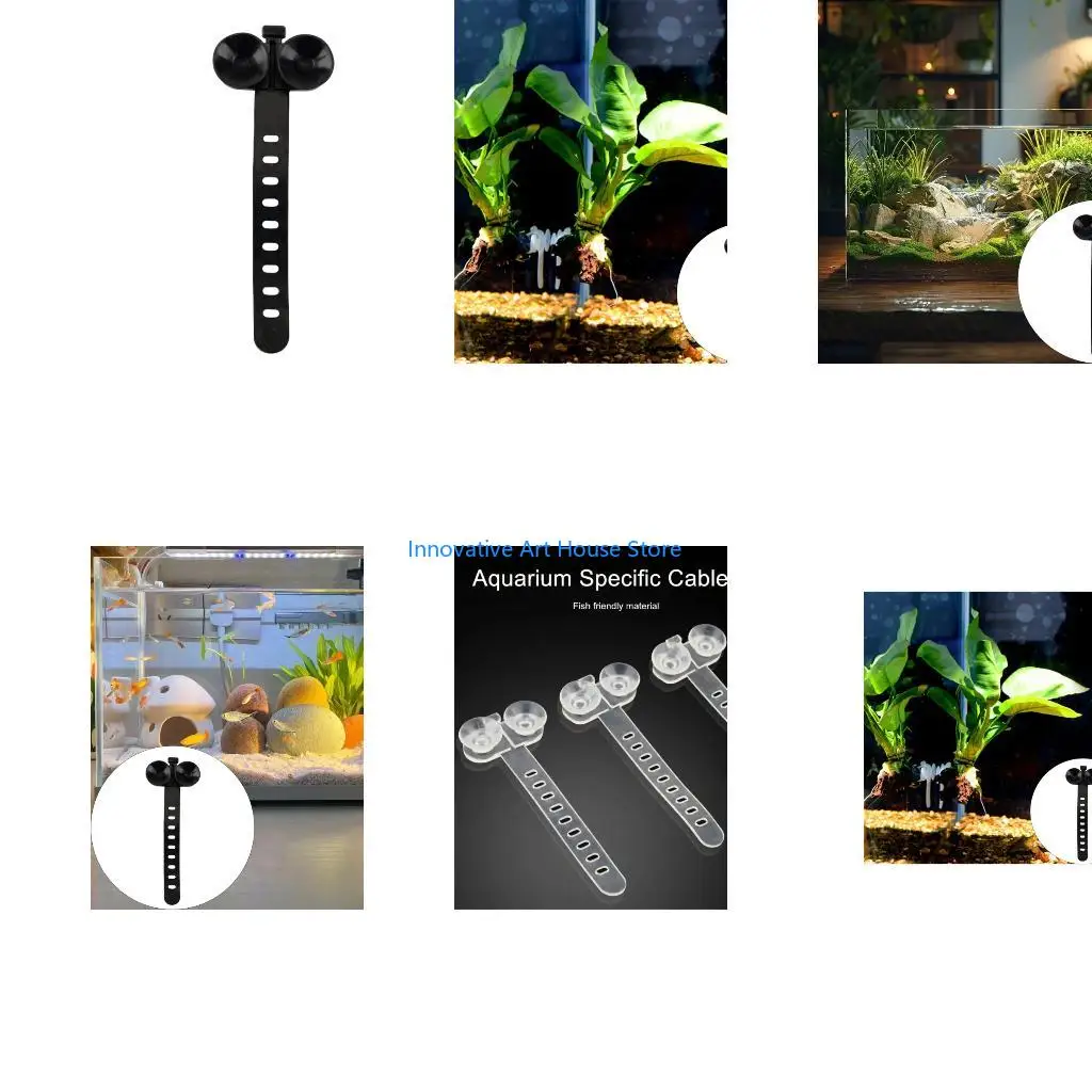 E1PC Suction Cup Mounts Cable Tie 10pcs for Aquarium Pipe Organizing Accessories Device Fixing Cable for Various Tanks