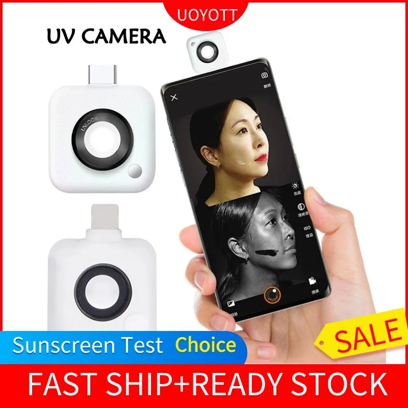 UV Camera for Sunscreen Test Portable UV Camera for Facial Sun Protection and Makeup Removal Detection for iPhone Samsung