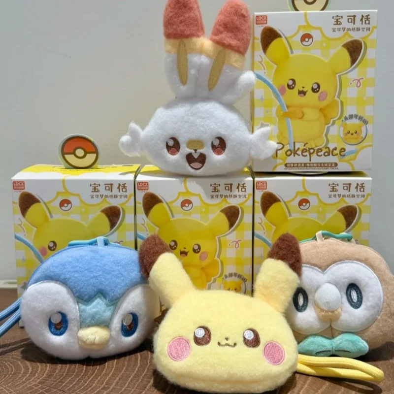 LDCX Officially Licensed Pokemon Sweet Moment Fluffy Plush Pouch Coin Purse Pikachu Rowlet Piplup Scorbunny Collectible Gift Toy
