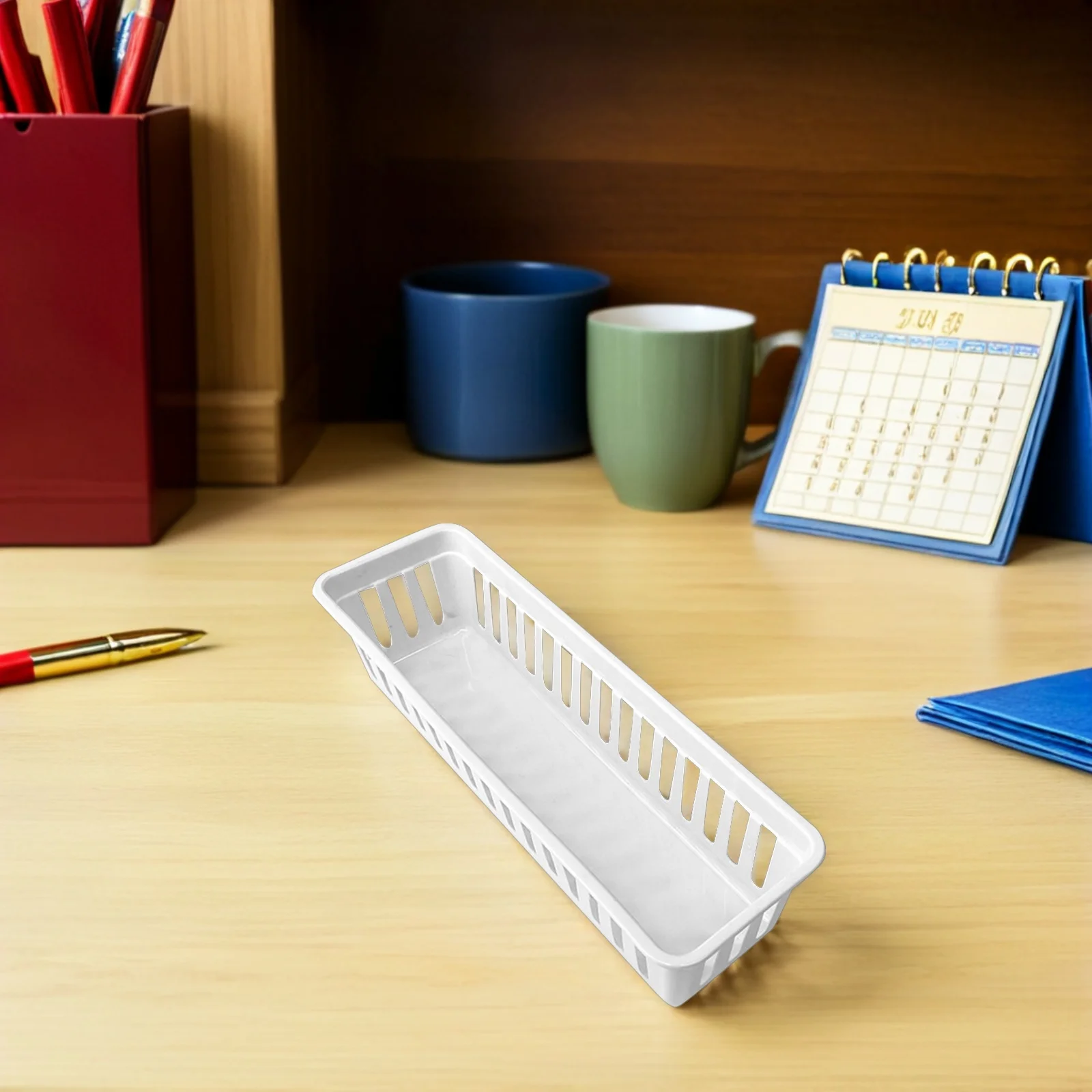 12 قطعة سلال تنظيم بلاستيكية صينية تخزين سطح المكتب لأقلام الرصاص وأقلام التلوين ومنظم مكتب الطالب واللوازم المكتبية المدرسية