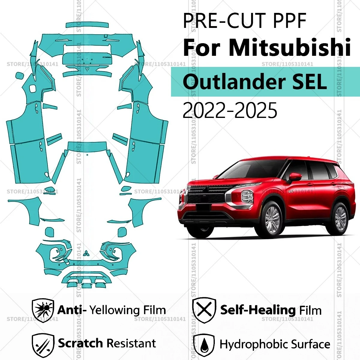 

Pre-Cut Paint Protection Film PPF Transparent Car Film Automotive PPF Full Vehicle For Mitsubishi Outlander SEL 2022-2025