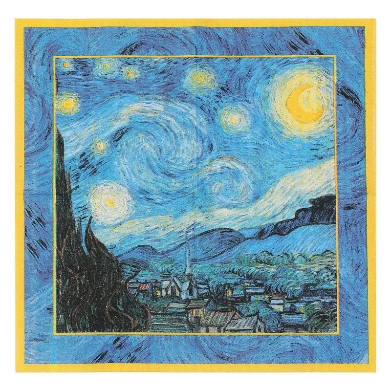 Servilletas con estampado de noche estrellada azul, 20 piezas, 25cm, 3 capas, papel de ambiente desechable para fiesta de cumpleaños, papel para decoupage DIY