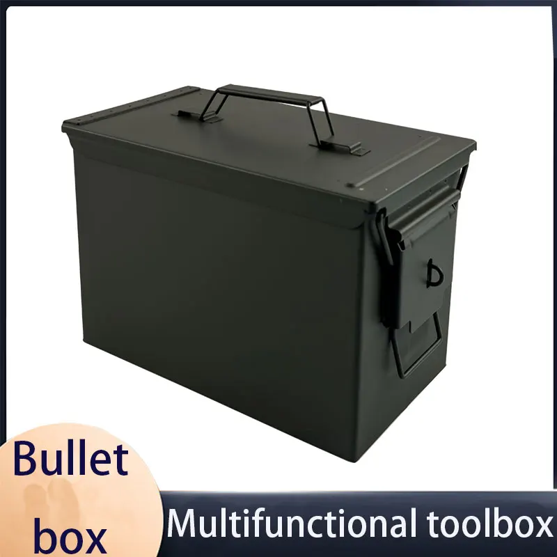 Large and thick storage box Metal hardware tools Storage box Car tool box Portable ammunition box Ammunition box explosion-proof