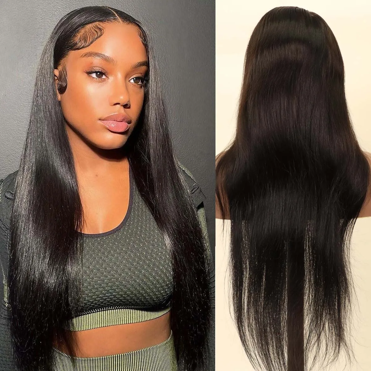 Perucas direitas de renda para mulheres negras, peruca frontal de renda transparente HD, cabelo humano remy brasileiro pré-arrancado 13x4, 13x6