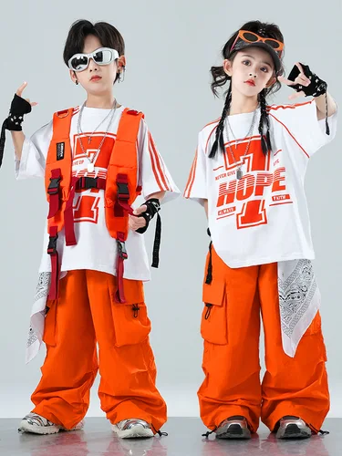 Imagen 2 del producto Ropa de escenario para niños, conjunto de batería para niños, disfraces, trajes de actuación de baile para niñas de hip hop