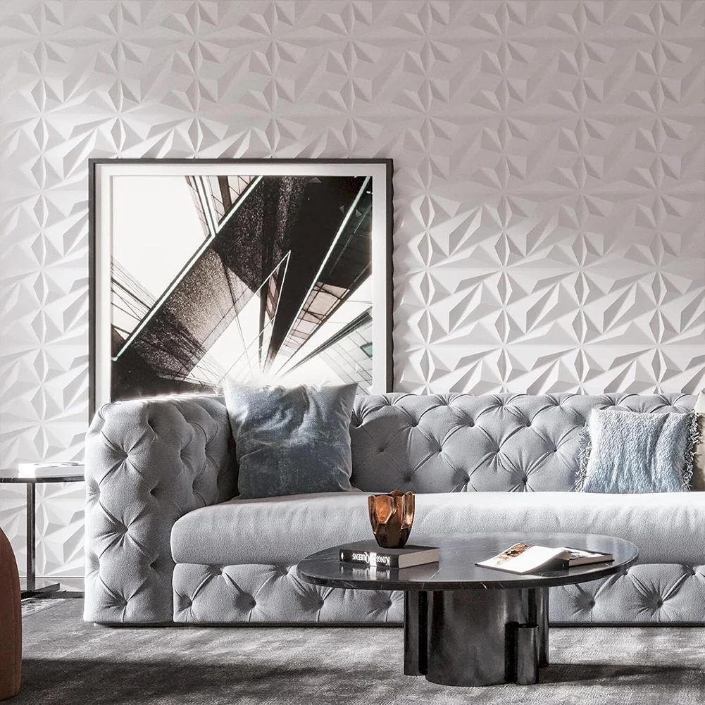 Pvc Panel Background - 50/100枚入り 3Dウォールパネル ダイヤモンド 30x30cm ダイヤモンドデザインの3Dウォールパネル リビングルーム、ゲームルーム、テレビ背景用3D壁紙