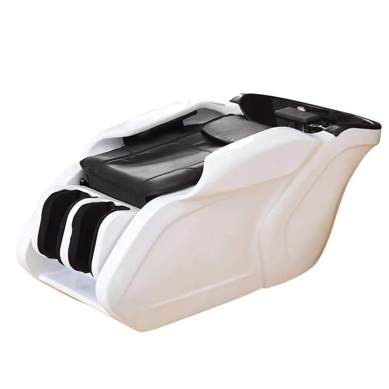 

Modern Style Heavy White Black Electric Massage Shampoo Chair Wash Chair With Backwash Bowl
