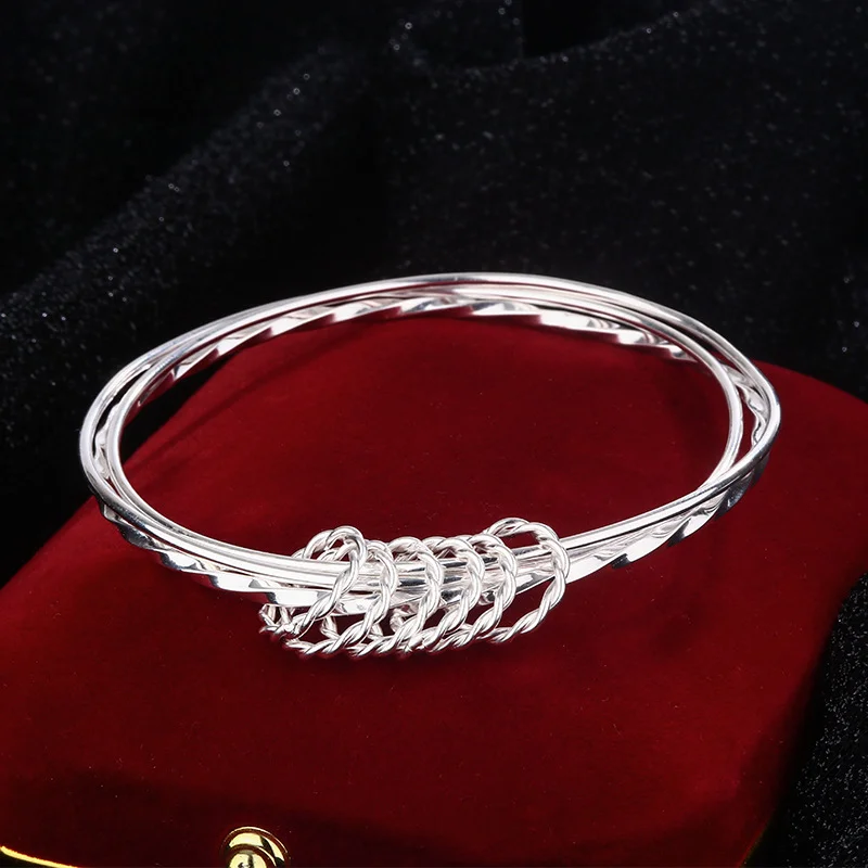 

Three Life Three Worlds Bracelets Light Luxury Niche Design Style Twist Fashion 999 Foot Silver Bracelet