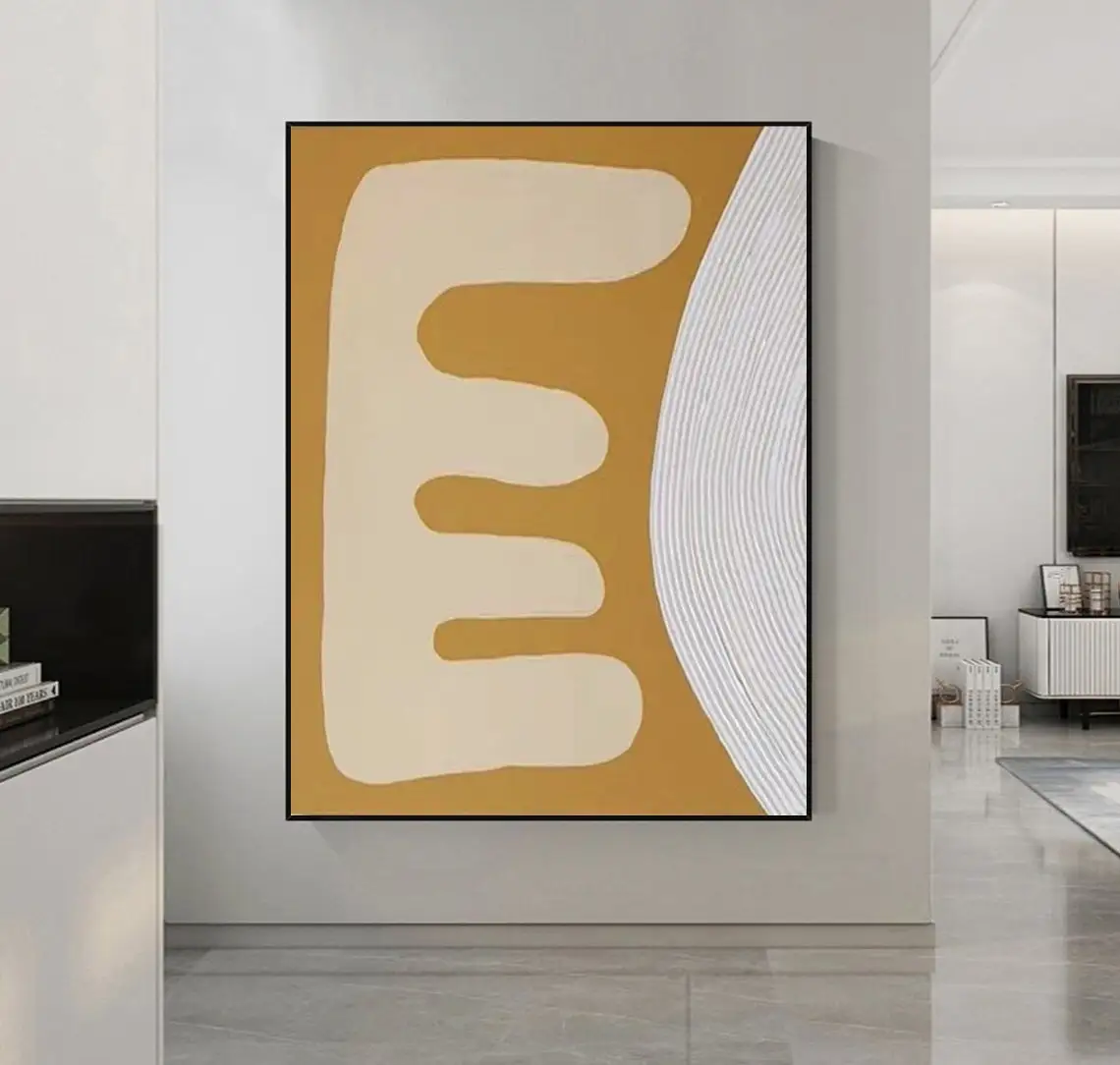 

Large Modern White Textured Wall Art Painting Abstract Canvas Wall Orange Painting Handmade painting for Home Bedroom Wall Decor
