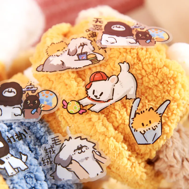 4 Styles Fun Dog PVC Stickers Dog Emotion Station Emojis Stickers Blessing Text Stickers Daily Decoration