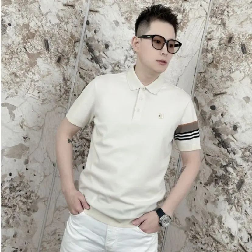 

Men's Summer Short sleeved New Knitted Polo Shirt with Light Luxury Embroidery, Casual and Versatile Style, Handsome