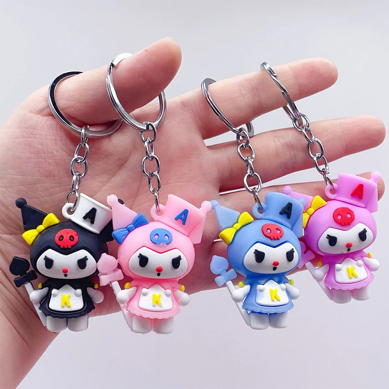 Creative Cartoon Magic Wand Sanrio Keychains Kuromi Dolls Action Figure Model Pendant Car Keyring Backpack Ornament Kid Gifts