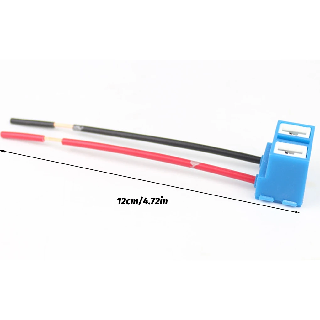 2Pcs H7 Bent-Pin Ceramic Car Bulb Socket Holder with Copper Wire Two-Prong Plug Car Bulb Socket with Slug Shell Replacement Part