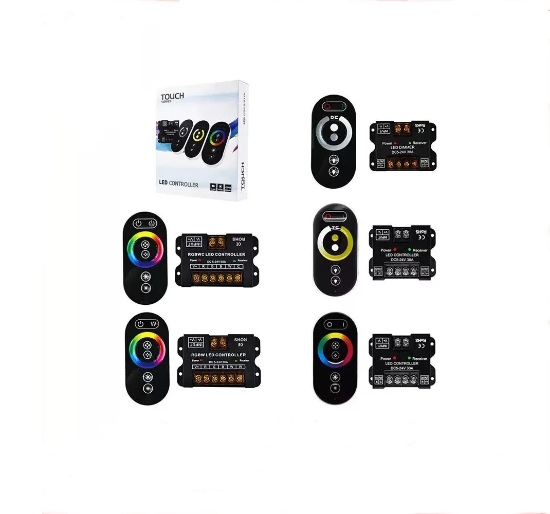 

Контроллер LED DC5-24V в металлическом корпусе, диммер для RGB и одноцветных лент, световых коробов, с двойной цветовой температурой RGBWC, с пультом дистанционного управления