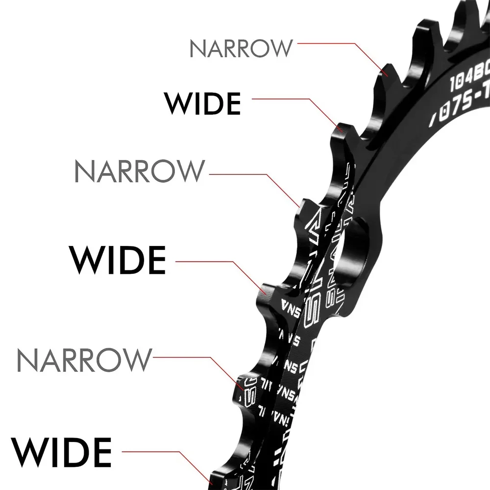 SNAIL 104 bcd crown Narrow Wide Chainring 32T/34T/36T/38T/40T/42T MTB Mountain Bike Round/Oval chain ring Bicycle Chainwheel