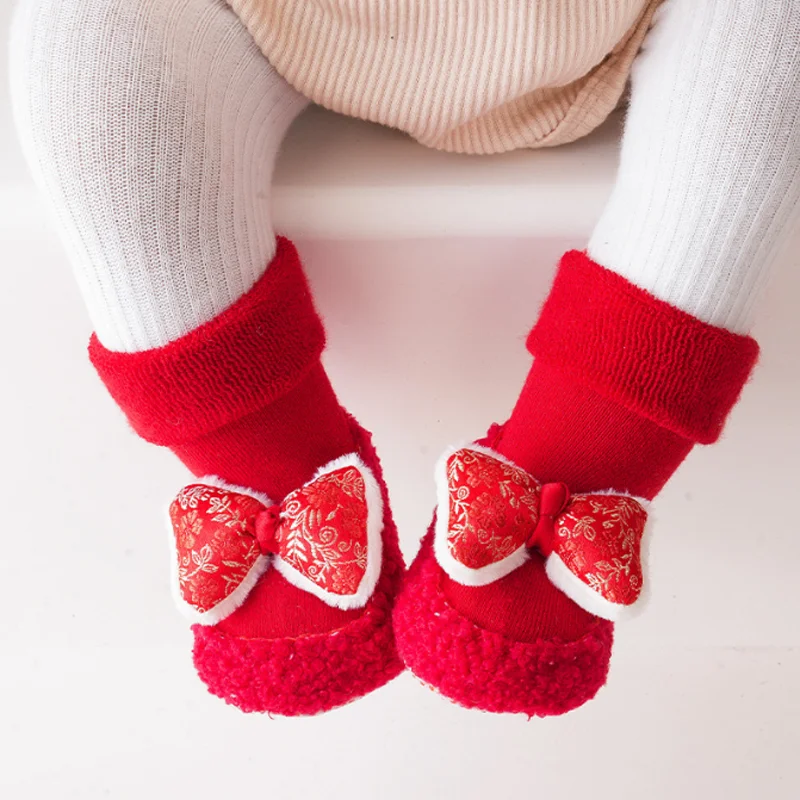 New Winter Thick Warm Non slip Walking Baby Foot Socks