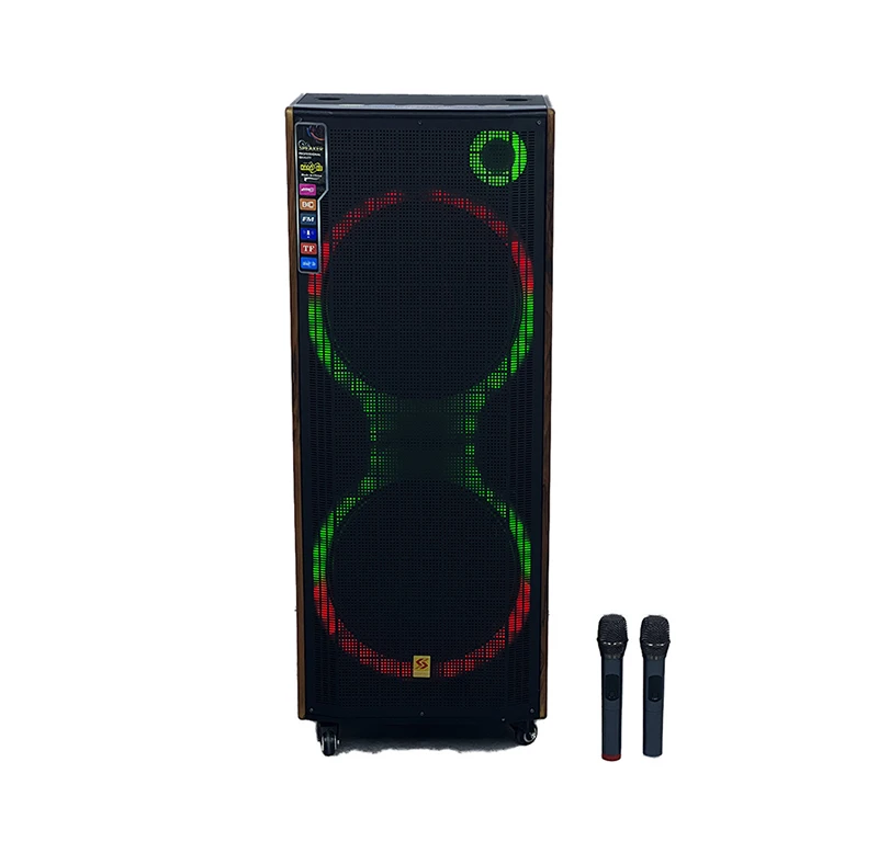 

SS-1515 Double 15 Inch Plastic BT Rechargeable Trolley Speaker Hi-Fi Portable Audio Equipment Sound With Colorful Lights