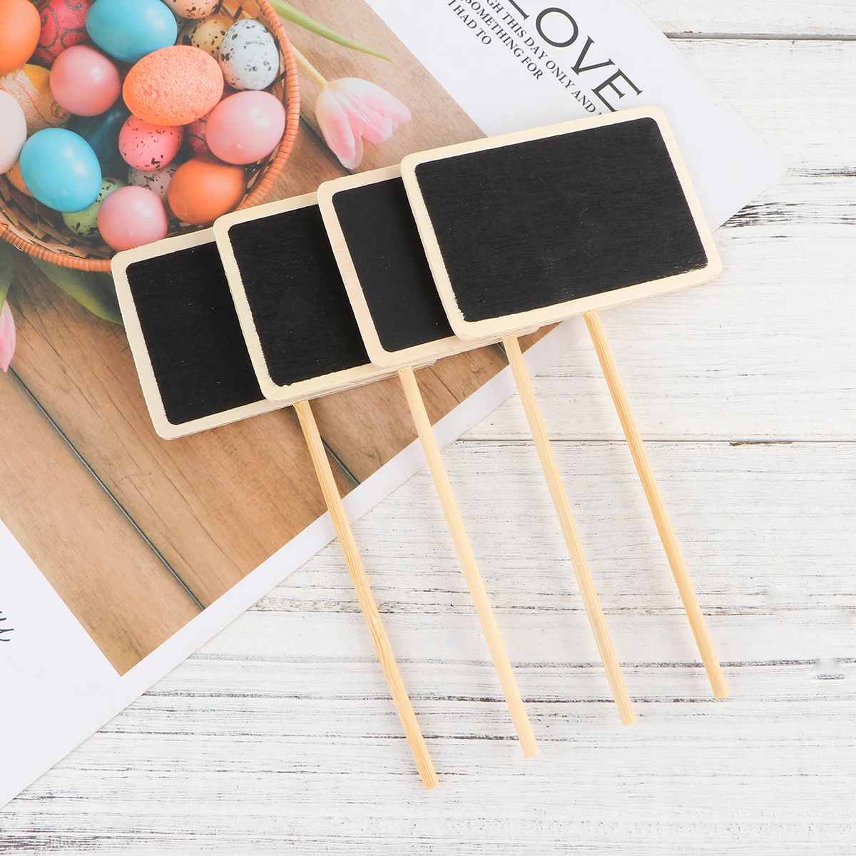 20Pcs Wooden Mini Blackboard Toppers Small Chalkboard Signs for Writing Messages Garden Flower Labels Plant Decorations