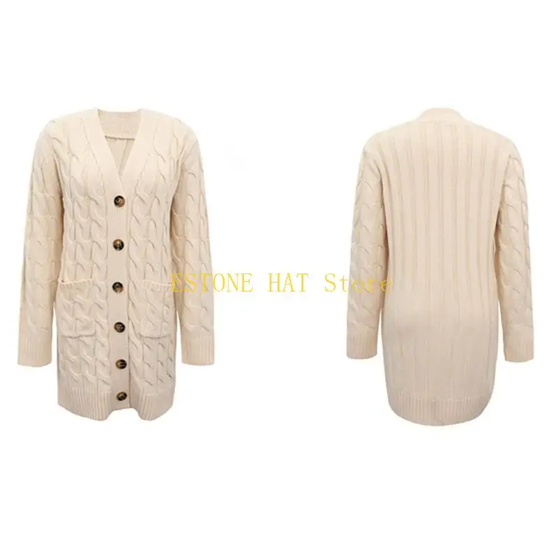

49MF Womens Open Front Cardigan Sweaters Button Down Cable Knit Sweater Outwear Coats