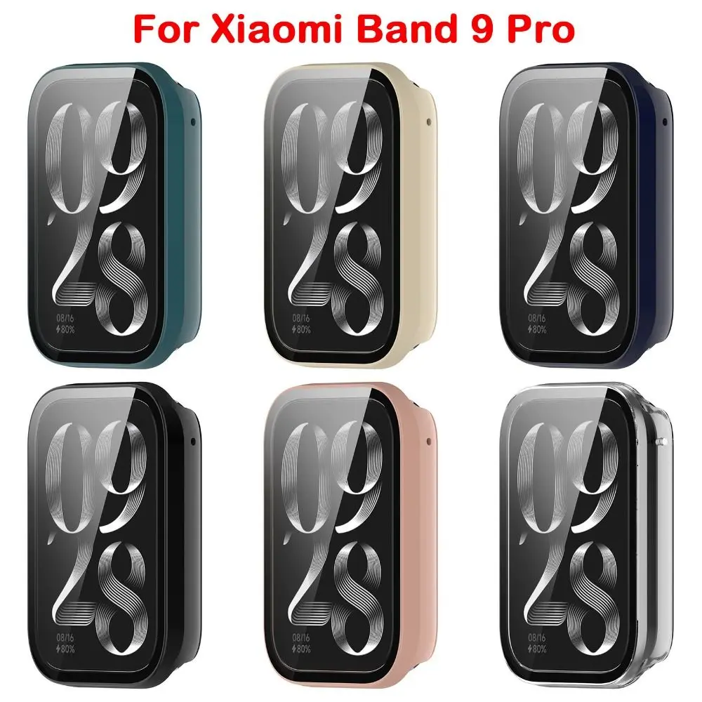PC+Tempered Protective Case Full Cover Anti-Scratch Screen Protector Smart Watch Accessories Cover Shell for Xiaomi Band 9 Pro