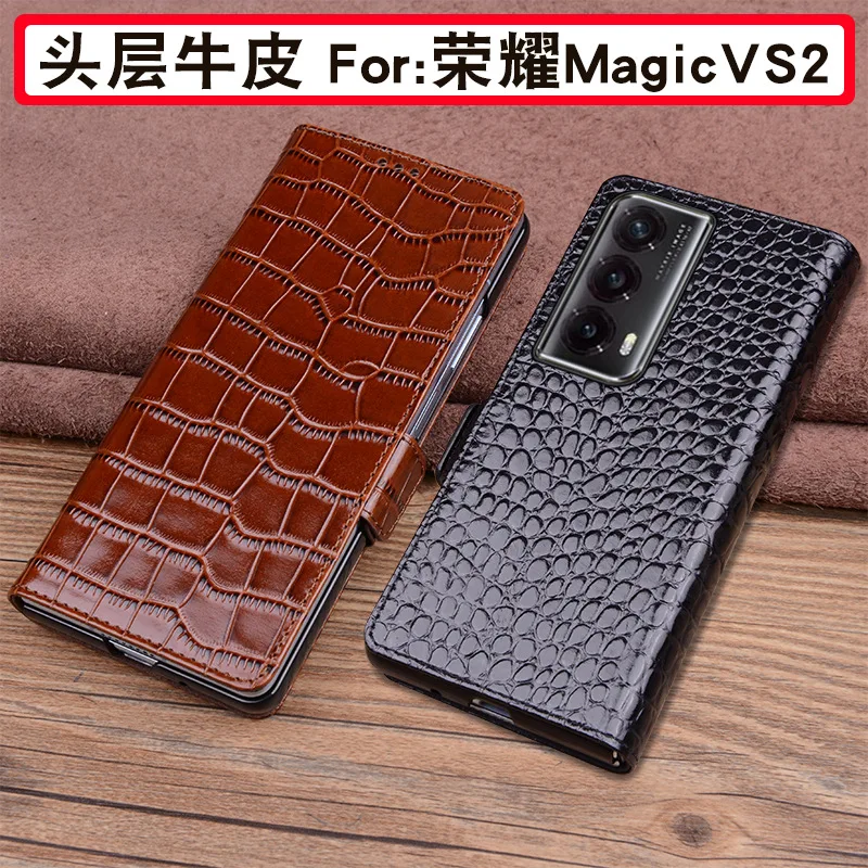 

Wobiloo Luxury Genuine Leather Wallet Cover Business Phone Case For Honor Magic V2 Vs2 Cases Credit Card Money Slot Holste Cover