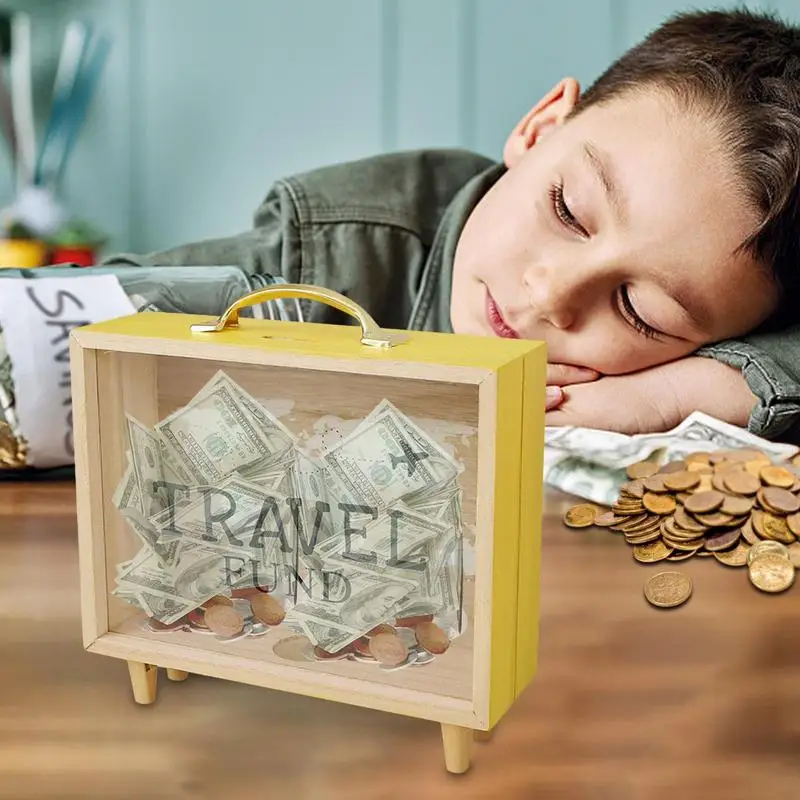 Travel Shadow Box Ticket Holder Adventure Archive Box World Map Money Box With Slot Ticket Storage Box Tabletop Decorations