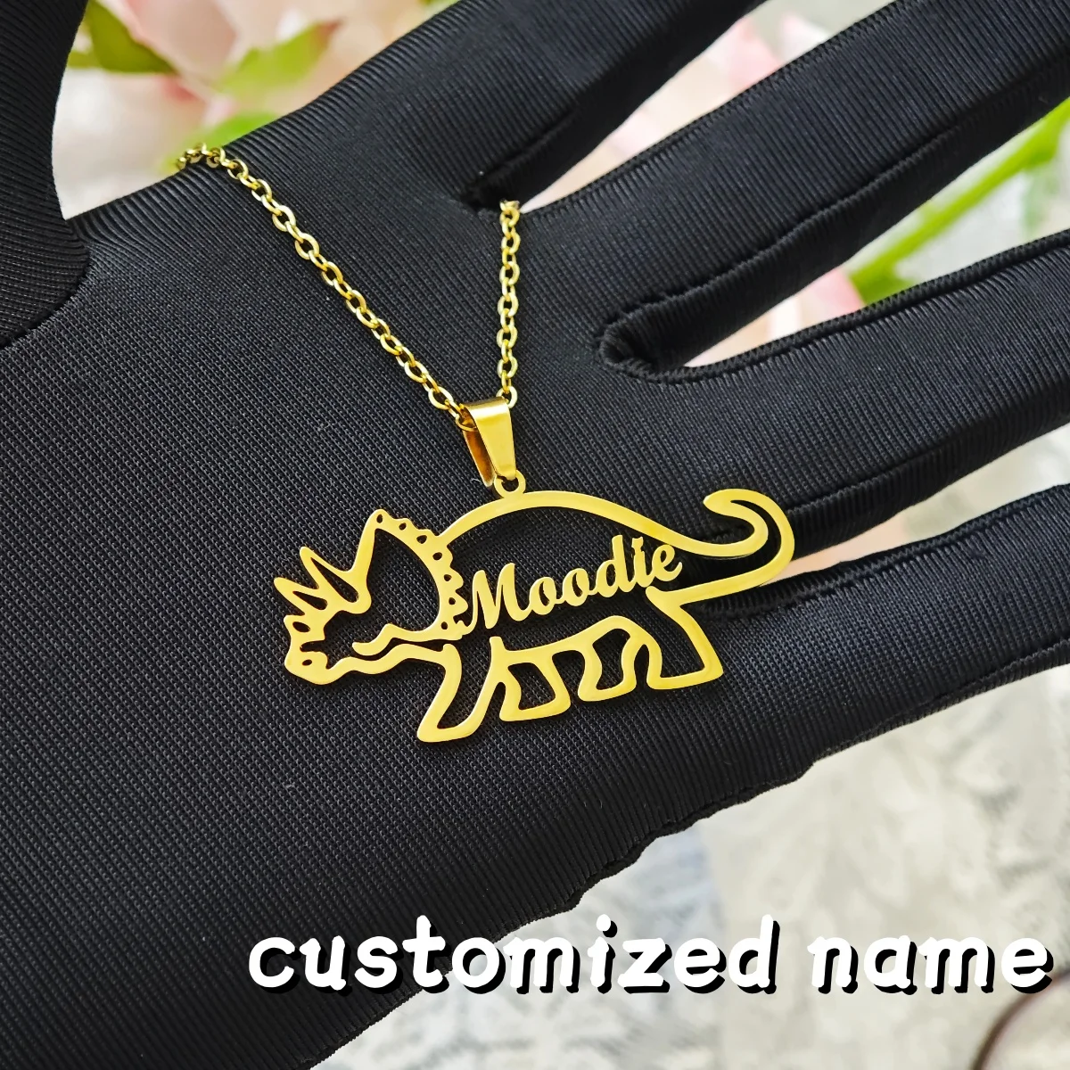 

Customized Name Necklace Stainless Steel Jewelry Cartoon Name Necklace Children's Dinosaur Jewelry Christmas Gift for Children